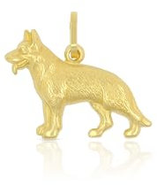 MUAU Schmuck Anhänger Schäferhund Gelbgold 750/18K, 16x18mm- Premium Echtschmuck für Damen und Herren