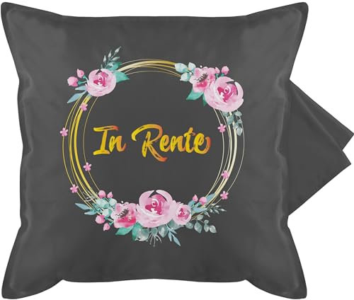 Kissenbezug - Rentnerin - Kissen - In Rente Blumenkranz - 50 x 50 cm - Grau - rentenkissen pensionisten blumen rentner geschenk pensionär renteneintritt ruhestandskissen frauen retirement ruhestand
