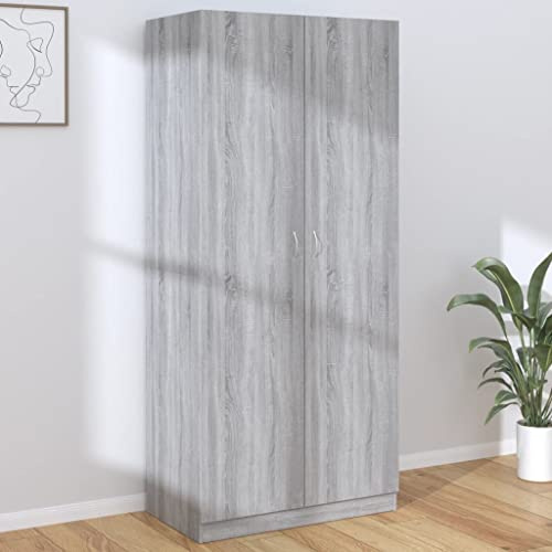 Willood Kleiderschrank 90x52x200 cm Holzwerkstoff Garderobenschrank Garderobe Schrank Schlafzimmerschrank Dielenschrank (Grau Sonoma)