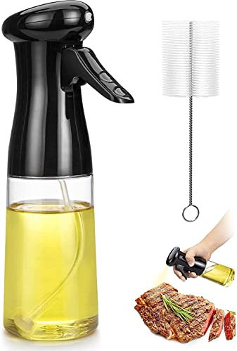 Showvigor Vaporisateur Huile, Spray Huile Cuisine, 200 ml Bouteille Huile avec Brosse de nettoyage, Pulvérisateur d'huile BBQ, Cuisson, Four, Barbecue, Salade (Noir)