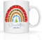 Personalised Christmas Coffee Mug 11oz Ceramic Cup Custom Name Mugs Festive Xmas Eve Secret Santa Party Gifts for Kids, Family Presents (Rainbow Xmas Tree)