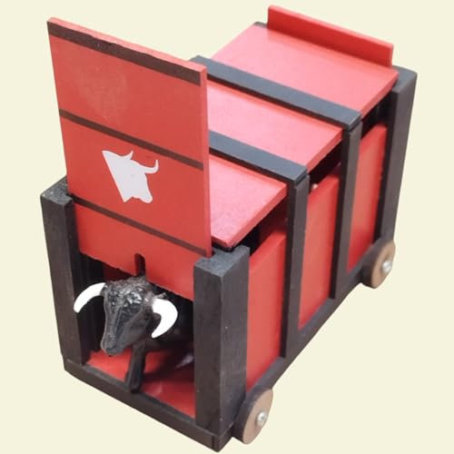 AMBIENTS ARTESANIA Cajon DE Madera para TOROS DE PLASTICO