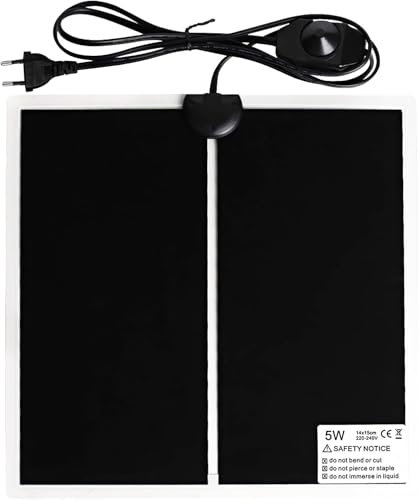 TNSLAND Heizmatte Terrarium Heizmatten Wärmematte mit Temperaturregelung für Reptilien Schildkröten Schlangen Eidechse Gecko Einsiedlerkrebs Amphibien Wasserdicht 5W:15 X 14cm Schwarz