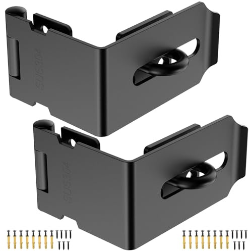 YogePote 90 Degree Hasp Latch, File Cabinet Lock Kit, Black - 2pcs | Heavy Duty 304 Stainless Steel Padlock Hasp Lock for Right Angle File Cabinet, Desk Drawer, Tool Box, Mailbox, Bookcase