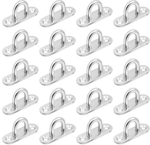 sdhiiolp 20 Stück Augplatte Edelstahl Augplatte Mit Öse M5 Befestigungshaken Ösenplatte Deckenhaken Schwerlast Ösen für Wand-Befestigung Decken-Befestigung Wand-Haken