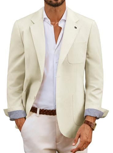PJ PAUL JONES Herren Sportlich Freizeit Blazer Regular Fit 2 Knöpfe Freizeitjacke für Hochzeit mit Brosche Aprikose XXL