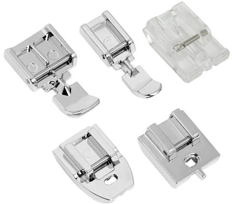 Pied de Biche Machine a Coudre, 5 Pcs Pieds-de-Biche à Fermeture Éclair pour Machine à Coudre, Pied Presseur à Fermeture Invisible, pour Machines à Coudre Brother, Elna, Toyota, Singer