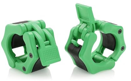 Greententljs Barbell Clamps 2 Inch Olympic - Pair of Collars Quick Release Locking Barbell Workout Pro Weight Plate Clamp Clips for Gym Power Heavy Weightlifting Fitness (Green Matte)