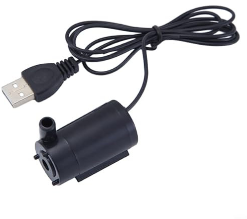 Quiet Mini Water Pump 5V USB Submersible Fountain Pump for Indoor Outdoor Aquariums Small Ponds Easy Clean Low Noise 2-3L/min 1m Cable(Black)