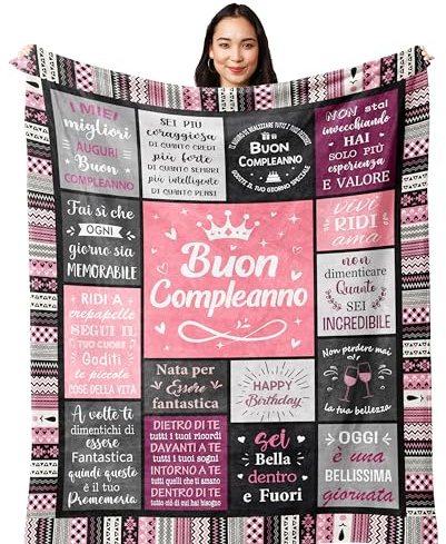 Yesbird Regalo Donna Compleanno, Regalo Migliore Amica Compleanno, Happy Birthday, Regalo di Compleanno Mamma/Figlia/Sorella/Ragazza/Moglie/Nonna, Idee Regalo Donna Compleanno Utile Coperta 130X150CM