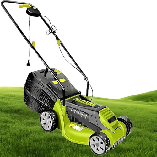 Tosaerba elettrico rotativo, tosaerba pieghevole senza fili da 1600 W con maniglia, grande contenitore for l'erba da 30 litri, larghezza di taglio di 32 cm, 3 altezze di taglio regolabili (25-65 mm)