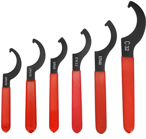 aleawol 6pcs Coilover Spanner Wrench Set, High Carbon Steel Coilover Adjustment Wrenches Set C-Shape Shock Spanner Hook Wrench Tools for Suspension System and Shock Adjustment