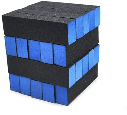 LZZYFPX 20 limas de uñas Profesionales, Papel de Lija Negro, Bloque de Lima de uñas, Esponja de Colores, Bloque pulidor de uñas for manicura(Blue)