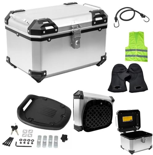 Compatible avec Yamaha SR 125 Valise pour moto, scooter, coffre 52 litres SIFAM Coffre complet avec plaque + poignée+montage pour porte-bagages arrière