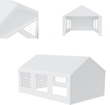 LZQ Cenador de 4 x 6 metros con techo de polietileno de 170 g/m² y paneles laterales con ventana, carpa para fiestas de 4 x 6 m, de acero galvanizado, protección UV, como pérgola o tienda de fiesta