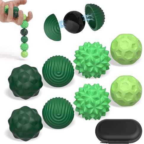 8 Stück Magnetische Fidget Toys, Magnetische Sensorik Bälle, Anti-Stress Spielzeug aus Silikon, Magnetische Anziehungskraft Stress Bälle mit Silikonhülle, Sensory Toy (Grün)