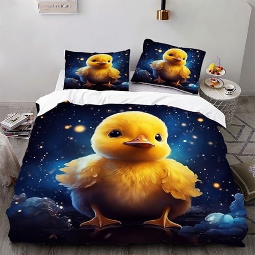 VOGIAY Bettwäsche 135x200 Sternen Küken Kinderbettwäsche - Bettbezug für Teenager Mädchen und Jungen - Mikrofaser Bettbezüge mit 1 Kissenbezug 80x80cm Aesthetic Bettwäsche mit Reißverschluss