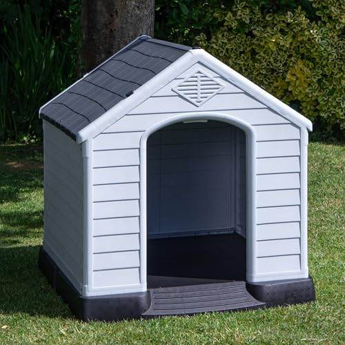 82 x 76cm Samuel Alexander Small Outdoor Plastic Dog House with Raised Bed