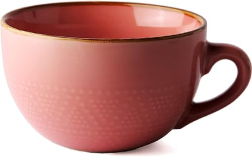 Taoyanmo 700ML Large Soup Bowl,Stoneware Mugs,Ceramic Grain Soup Cup/Coffee Mug/Salad Bowl,Large Capacity Mug for Milk Salad Cereal,Cappuccino Latte, Hot Cocoa Or Hot Tea (Pink)