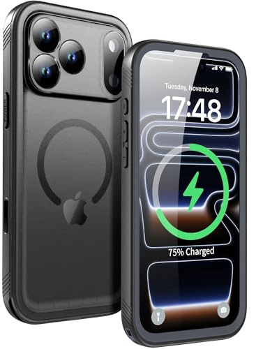 SPORTLINK für iPhone 17 Pro wasserdichte Hülle 360 Grad, Schwarz/Mag
