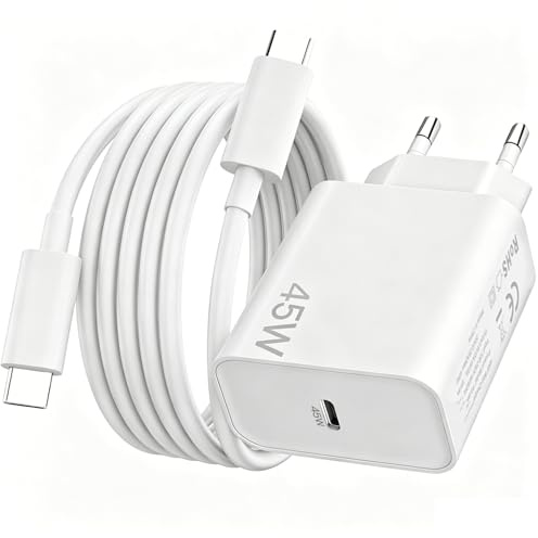 45W Cargador Carga Rapida para iPhone 17 15 16/17 Pro/17 Pro Max/Air/17e/16e/16 Pro/15 Pro MAX/i-Pad A16 A17/10/Pro/Air/Mini Enchufe Cargador Rapido Tipo C con 2M Cable,Adaptador de Corriente USB-C