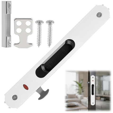 Cerradura de Gancho Puerta Corredera de Simple Cara para Ventanas y Balcón | 198× 28mm, Carcasa de Acero Inoxidable Anticorrosión, Apertura Fluida a Izquierda o Derecha