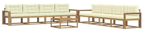 vidaXL Outdoor-Sofagarnitur 9 pcs Weiß und Creme 79 x 79 x 37 cm, Garten-Sofa Set, modulare Lounge für draussen, wetterfestes Mobiliar, robuster Pool-Bereich