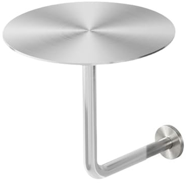 TUPAFJU Runder Wandklapptisch aus Edelstahl, Kleiner Schwebender Cocktail-Schreibtisch, Platzsparender Moderner Runder Stehtisch für Café, Innen-/Außenbereich(L-Type,30cm/11.8in)