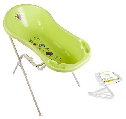Hippo grün Baby Badewanne XXL 100 cm mit Stöpsel + Badewannenständer + Ablaufschlauch