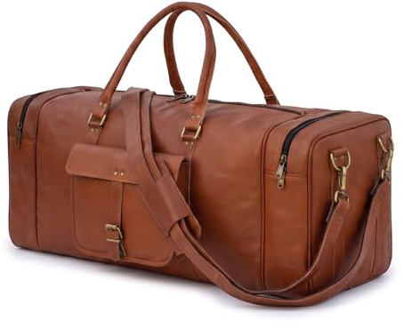Weekender Leather Travel Bag 80l Quality Vintage Design Ladies Mens Brown Large 68x27x25