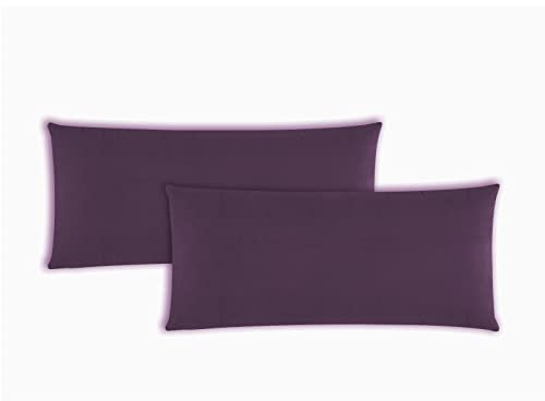 Müskaan Kissenbezug 40 x 80 cm – 2er Set Kissenbezüge – Kopfkissenbezug 40x80 aus Mikrofaser – bügelfrei, knitterfrei, mit Reißverschluss – weich & glatt – Aubergine