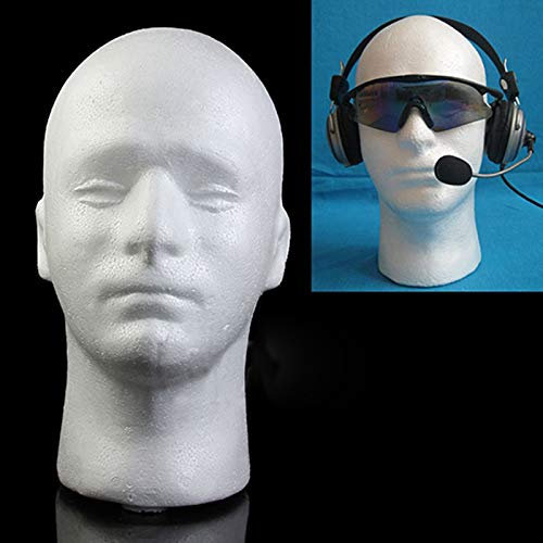 Männliches Kopfmodell, Männliche Schaufensterpuppe Styroporschaum Puppenkopfmodell Perücke Brille Hut Displayständer Weiß