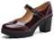 DADAWEN Women's Mid Block Heel Court Shoes Platform Mary Jane Pumps Dress Oxfords Shoe Patent Wine Red 7.5 UK