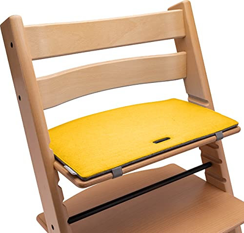 Sitzkissen Hochstuhl kompatibel mit Stokke Tripp Trapp Hochstuhl (gelb/grau) Sitzpolster Kissen Sitzauflage Stuhl Polster Auflage Filz - Zubehör für Kinderstuhl Holz Treppenhochstuhl | Mahona