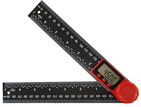Maizoon Digitales Winkelmesser, 300 mm, 2-in-1, Kunststoff, präzises elektronisches Messgerät, Schwarz