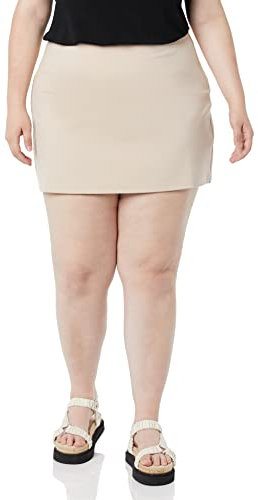 Amazon Essentials Damen Ausgestellter Minirock aus Romanit-Jersey (Früher Daily Ritual), Taupe, XL