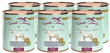 Terra Canis-Hundefutter nass getreidefrei 6x800 g, mit Pferd, Steckrübe, Fenchel & Salbei - Premium-Nassfutter für ausgewachsene Hunde mit Rohstoffen in 100% Lebensmittelqualität