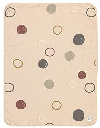 LÄSSIG Mull Babydecke Krabbeldecke Kuscheldecke GOTS zertifiziert/Muslin Blanket 75 x 100 cm Circles offwhite/multicolor