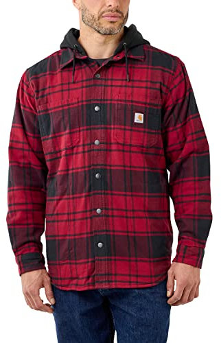 Carhartt Herren Flannel Fleece Hemdjacke, Oxblood - Rot, L, 105621