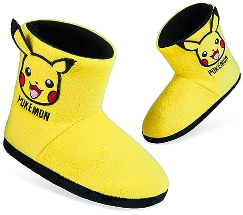 Pokemon Hausschuhe Kinder Junge, Kinder Hausschuhe, Pikachu Hausschuhe Jungen, Anti-Rutsch, 28-38 (Gelb, 34 EU)