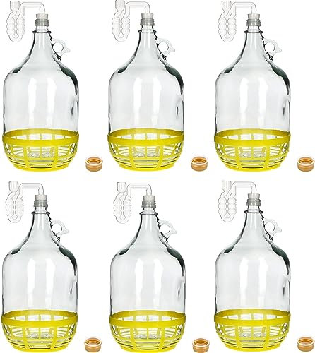 lilawelt24 6X 5L Flasche + Gummistopfen + Gärröhrchen Gärballon Set Weinballon Gärbehälter/brauen Wein Machen