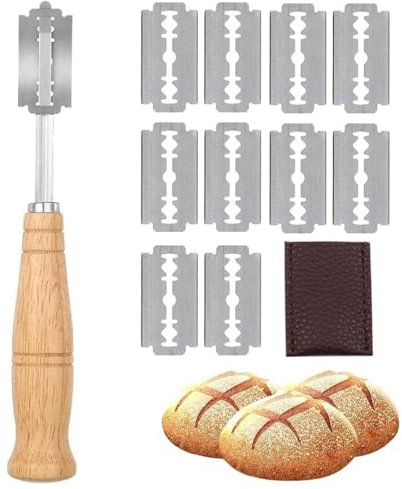 BZKSER Taglierino per Pane - Lama Pane Coltello Pane Coltello per Impasto Coltello da Panettiere con 10 Lame,per Cuocere, Intagliare Modelli di Pane Crudo