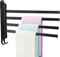 Pcscevcr Porte-serviettes pivotant en acier inoxydable avec crochets pour cuisine, salle de bain, toilettes (noir, 4 rails)