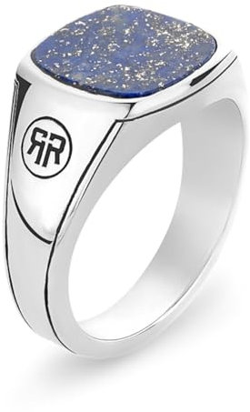 Rebel and Rose Herren-Siegelring 925 Silber mit Lapislazuli RR-RG039-S-63 Ringgröße 63/20,1