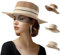 badaren Sombrero de Playa de Paja, Sombrero de Paja Plegable con decoración M - Sombreros Mujer Verano UPF UV (FR/ES, Números, 58, Marrone-Tipo A)