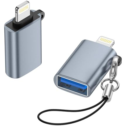 USB to Lightning Adapter 2 Pack, [Apple MFi Certified] Lightning Male to USB Female OTG Adapter for iPhone 14 13 12 11 Pro Max/i Pad, Camera Adapter to iPhone Support USB Flash Drive, Keyboard, Mouse