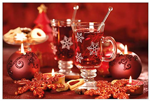 Wallario Küchenrückwand selbstklebend 90 x 60 cm, Motiv: Heißer Winterpunsch mit Kerzen | Spritzschutz abwischbar & pflegeleicht