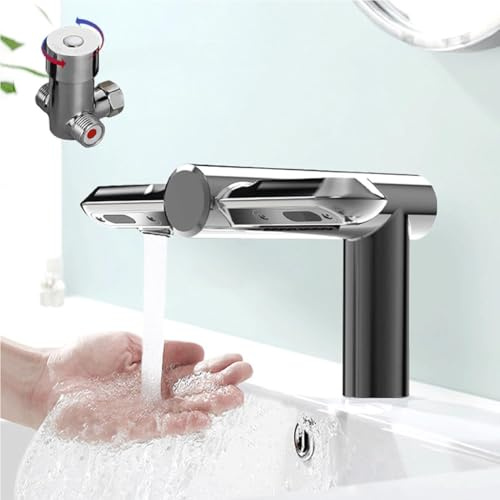 Grifo automático sin contacto con secador de manos, grifo de fregadero con sensor 2 en 1 para secado rápido, ideal para fregaderos de baño comerciales