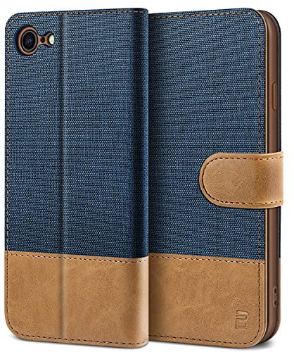 BEZ® Coque pour iPhone 7, Etui Housse iPhone 7, iPhone 8 Housse Protection Bookstyle Etui en PU Cuir Portefeuille Coque, Pochette pour Monnaie, Fermeture Magnétique - Bleu Marine