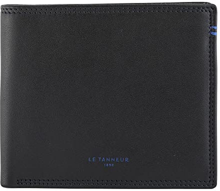 Le Tanneur, portefeuille à rabat, en cuir lisse, homme, 2 poches plates, poche ID, poche monnaie à rabat, 2 poches billets, 8 compartiments cartes, accessoire métallique finition canon de fusil